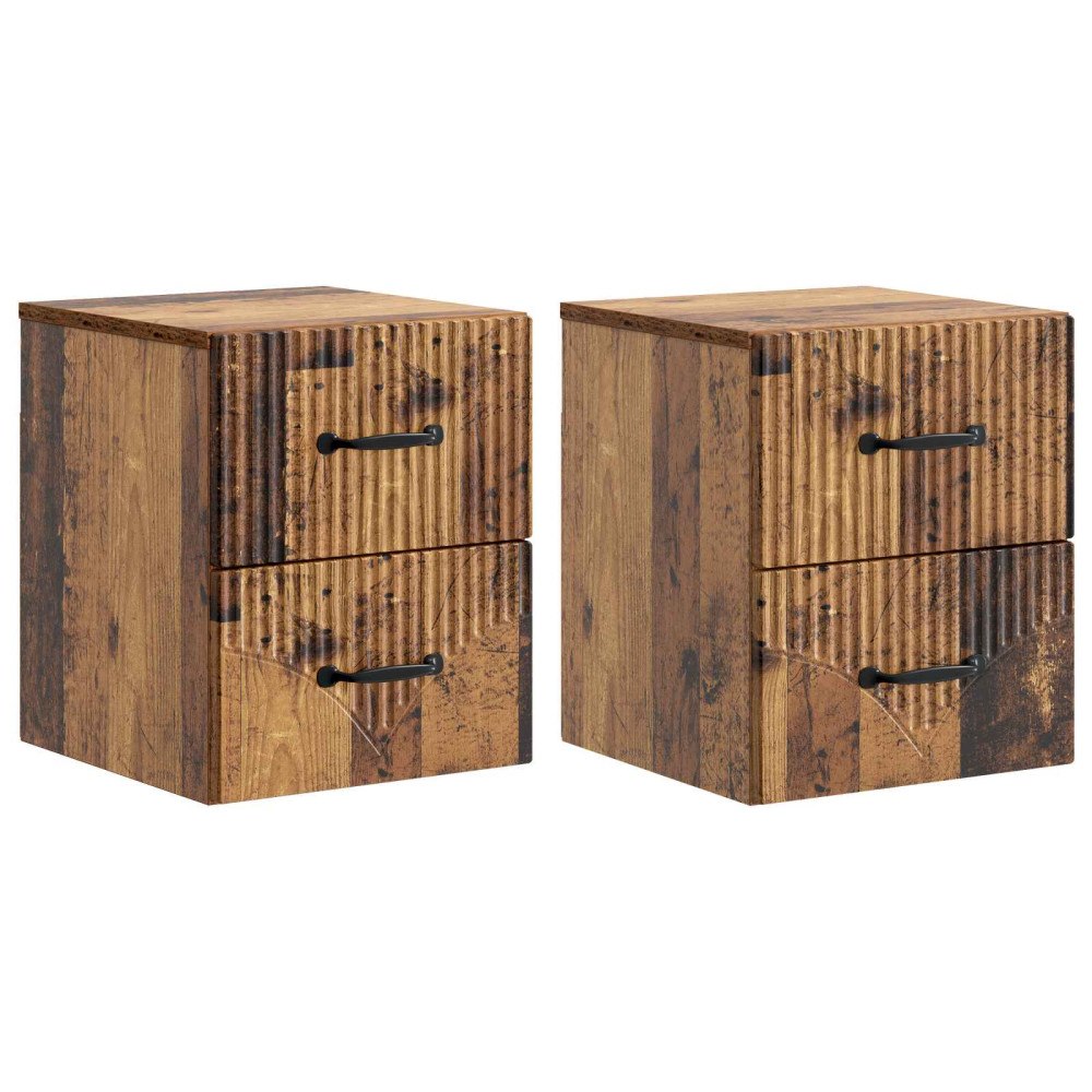 vidaXL Väggmonterat Sängbord 2 pcs Gammalt trä 34,5 x 33 x 40 cm