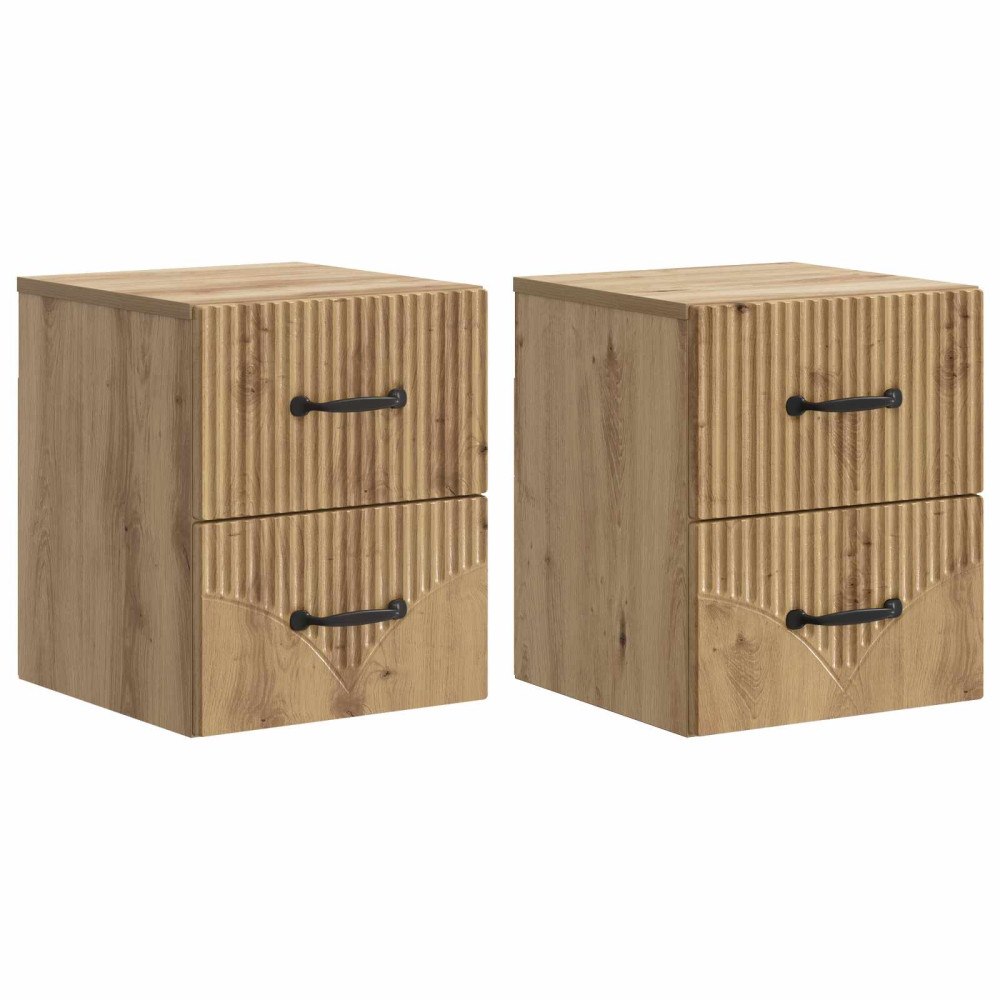 vidaXL Väggmonterat Sängbord 2 pcs Artisan-ek 34,5 x 33 x 40 cm