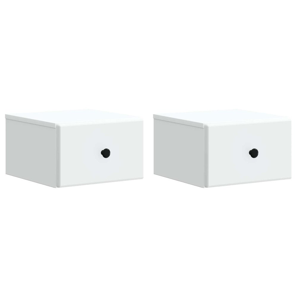 vidaXL Väggmonterat Sängbord med låda 2 pcs Vit 34,5 x 33 x 20 cm