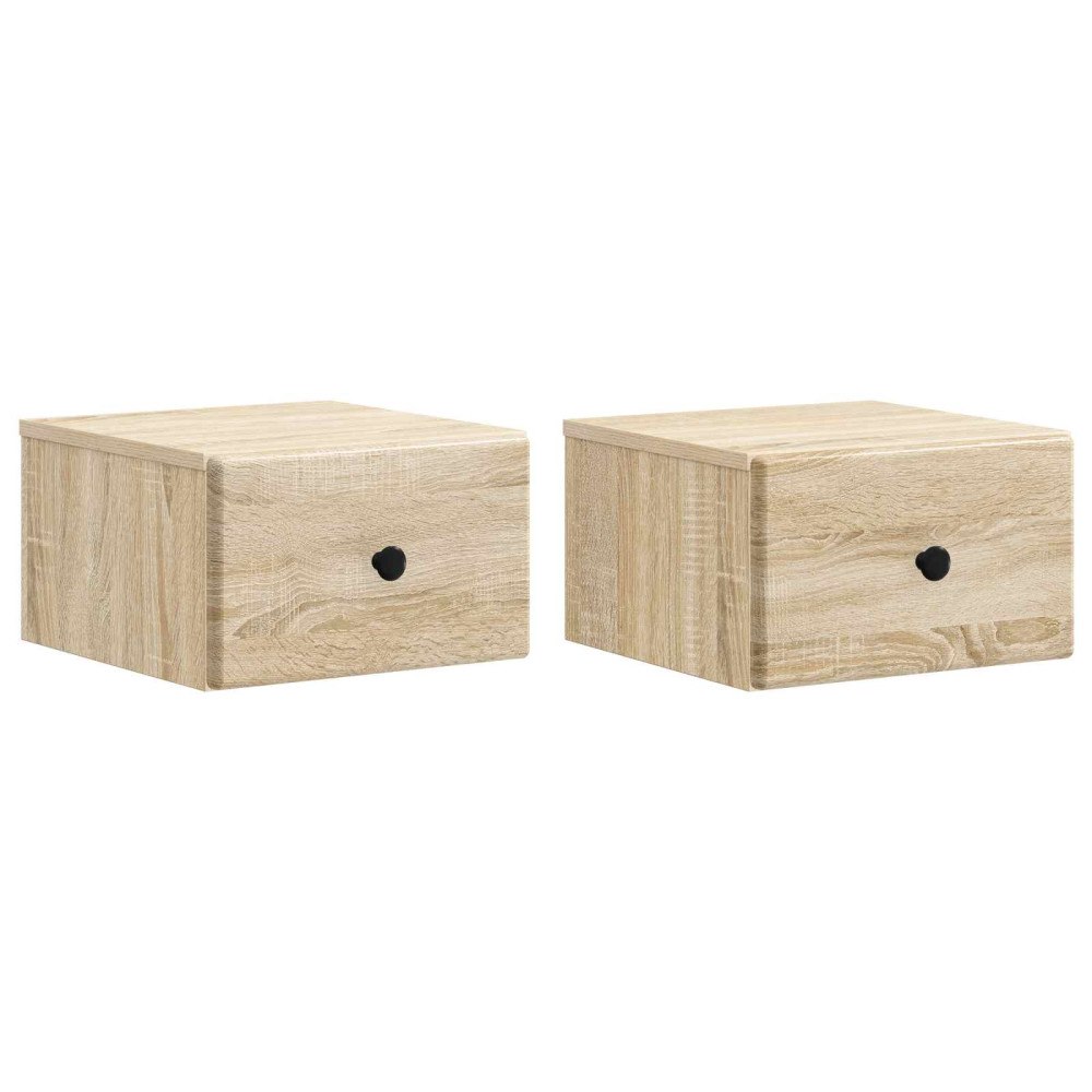 vidaXL Väggmonterat Sängbord 2 pcs Sonoma-ek 34,5 x 33 x 20 cm