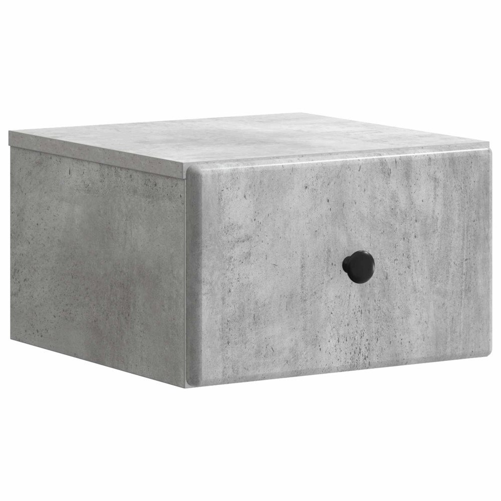 vidaXL Väggmonterat Sängbord med låda Betonggrå 34,5 x 33 x 20 cm