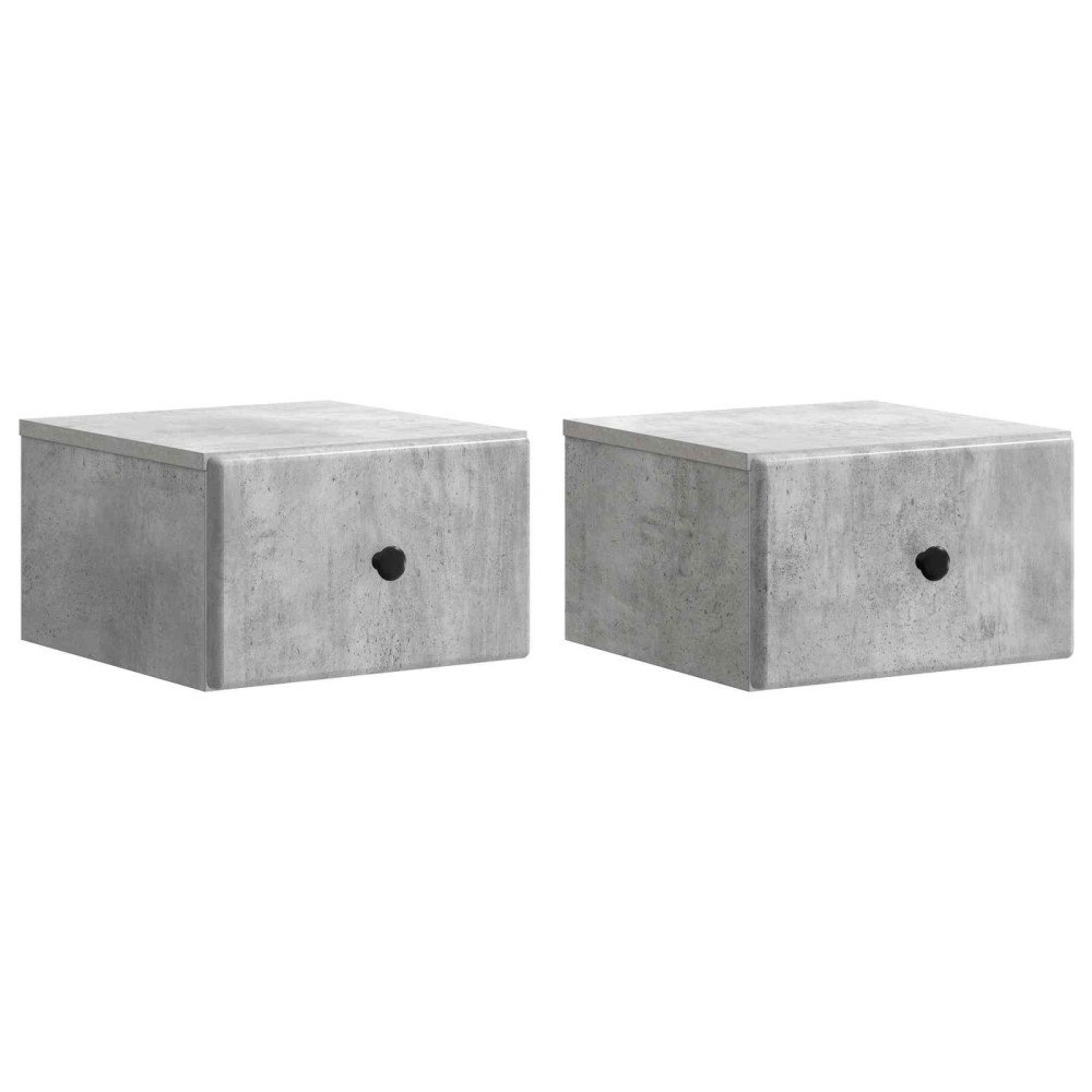 vidaXL Väggmonterat Sängbord 2 pcs Betonggrå 34,5 x 33 x 20 cm