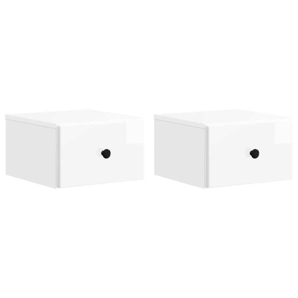 vidaXL Väggmonterat Sängbord 2 pcs Vit högglans 34,5 x 33 x 20 cm