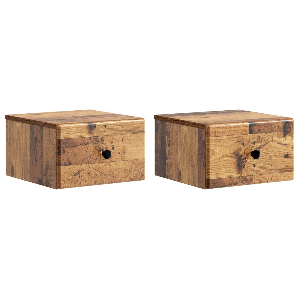 vidaXL Väggmonterat Sängbord 2 pcs Gammalt trä 34,5 x 33 x 20 cm