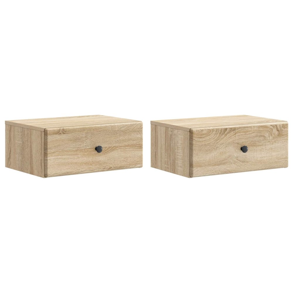 vidaXL Väggmonterat Sängbord 2 pcs Sonoma-ek 49 x 34,5 x 20 cm
