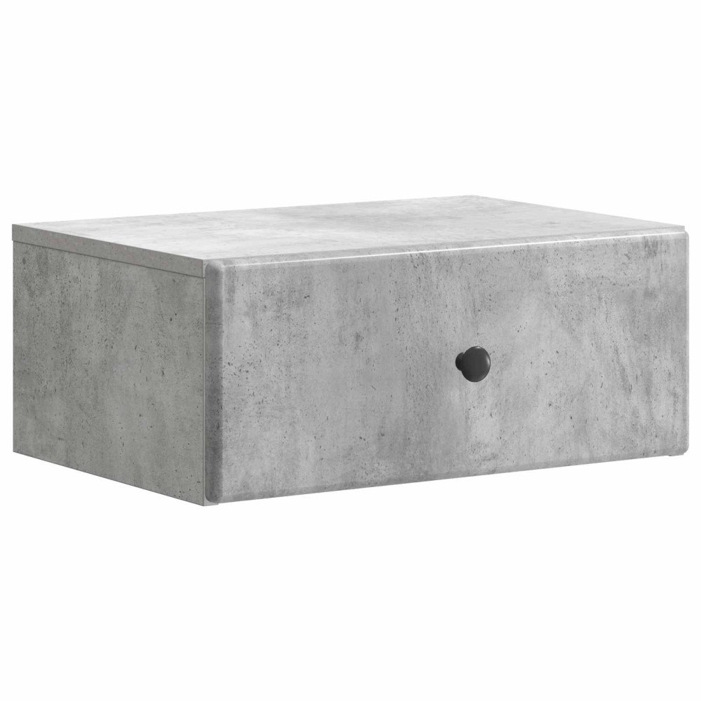 vidaXL Väggmonterat Sängbord med låda Betonggrå 49 x 34,5 x 20 cm