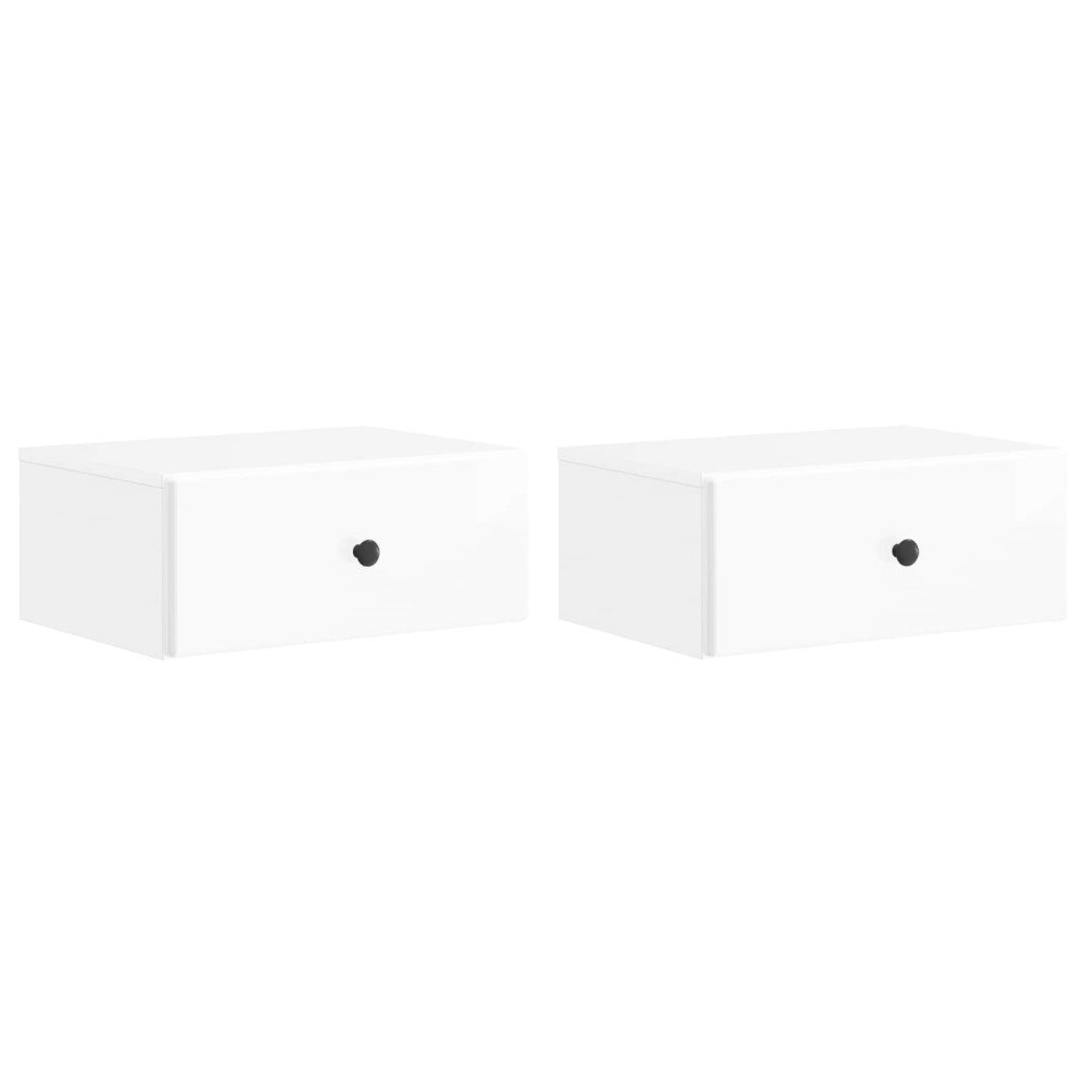 vidaXL Väggmonterat Sängbord 2 pcs Vit högglans 49 x 34,5 x 20 cm