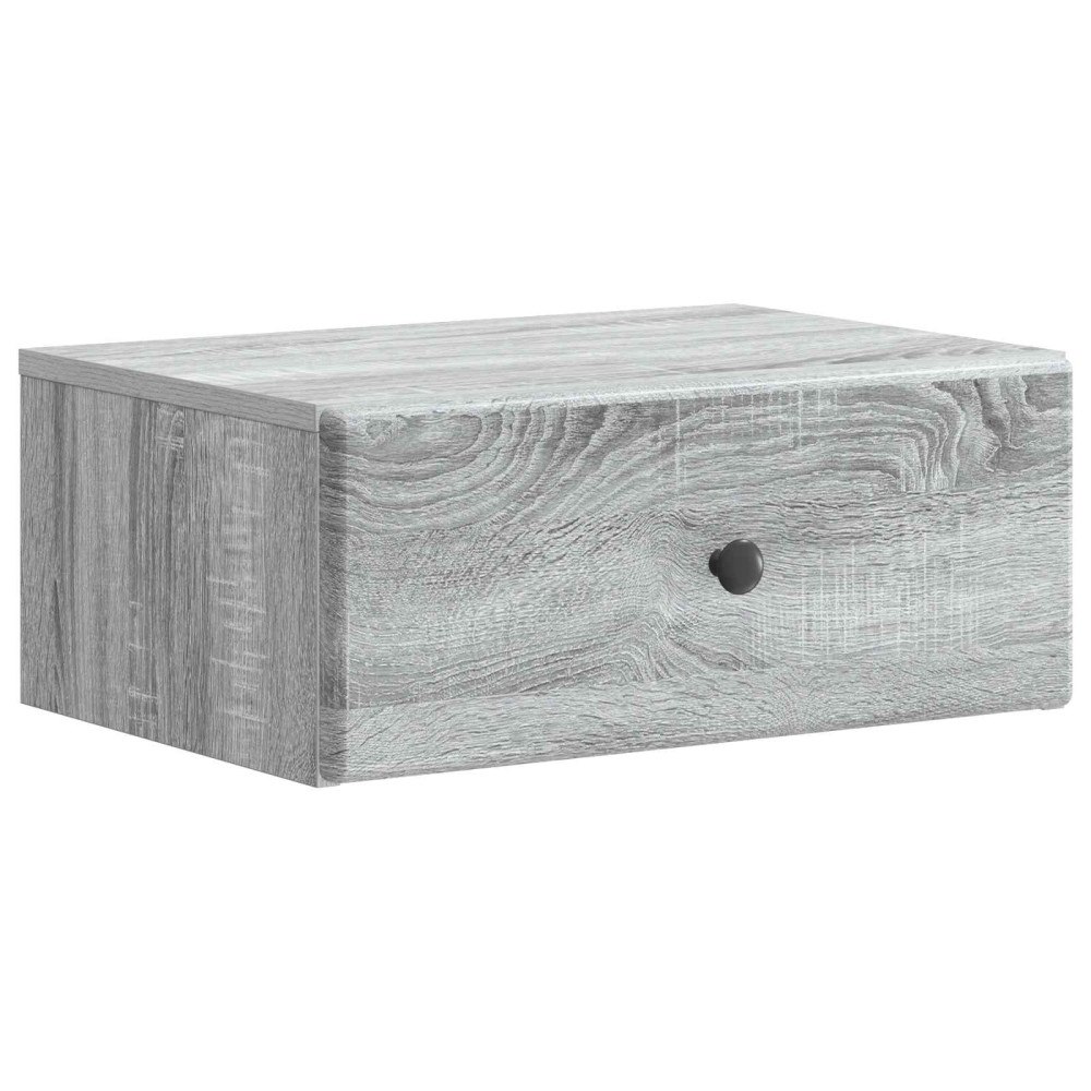 vidaXL Väggmonterat Sängbord med låda Grå sonoma-ek 49 x 34,5 x 20 cm