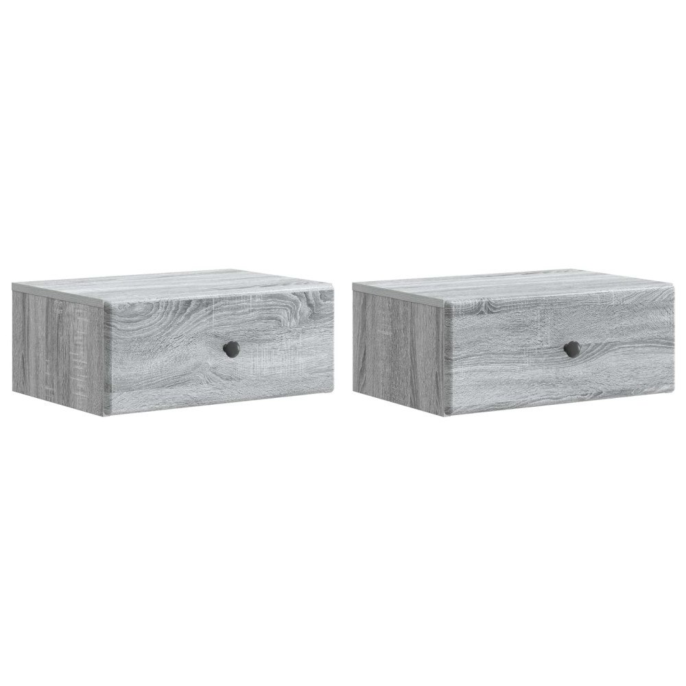 vidaXL Väggmonterat Sängbord 2 pcs Grå sonoma-ek 49 x 34,5 x 20 cm