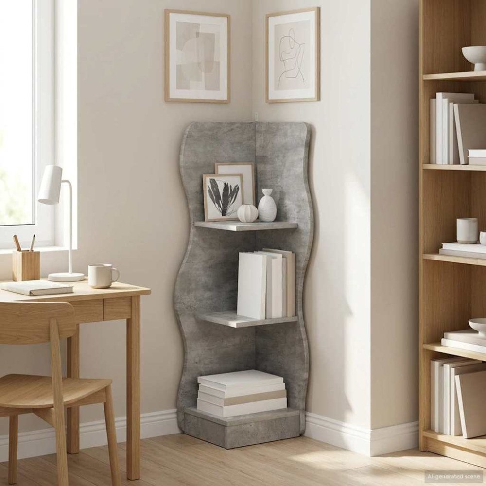 vidaXL Hörnhylla med hylla Betonggrå 34 x 33 x 102 cm Konstruerat trä