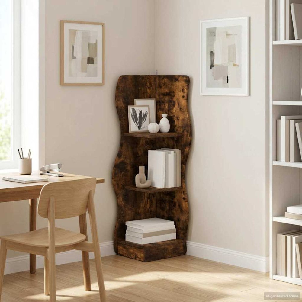 vidaXL Hörnhylla med hylla Rökt ek 34 x 33 x 102 cm Konstruerat trä