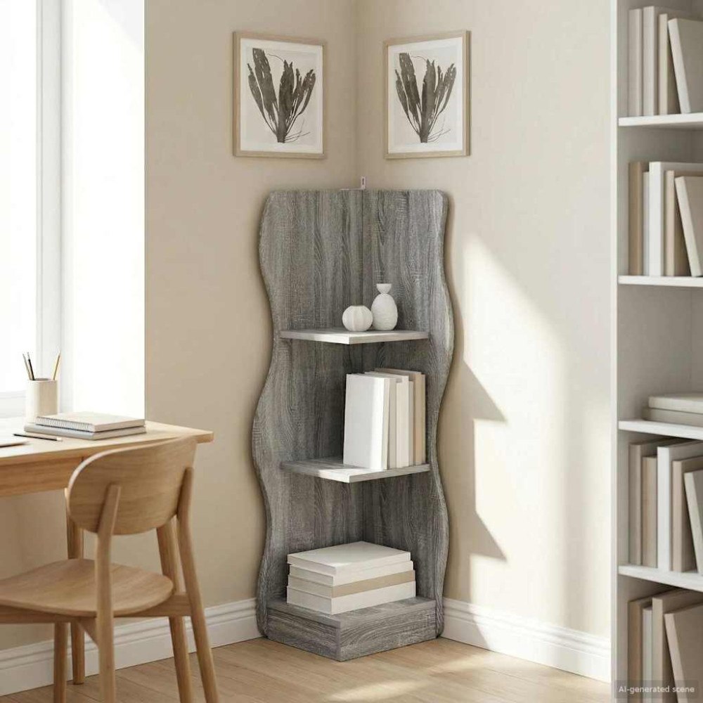 vidaXL Hörnhylla Grå sonoma-ek 34 x 33 x 102 cm Konstruerat trä