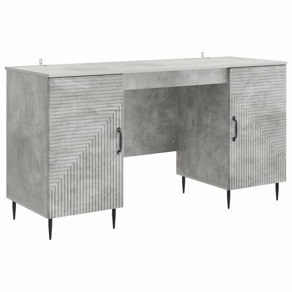 vidaXL Skrivbord med dörr Betonggrå 142,5 x 50 x 75 cm Konstruerat trä