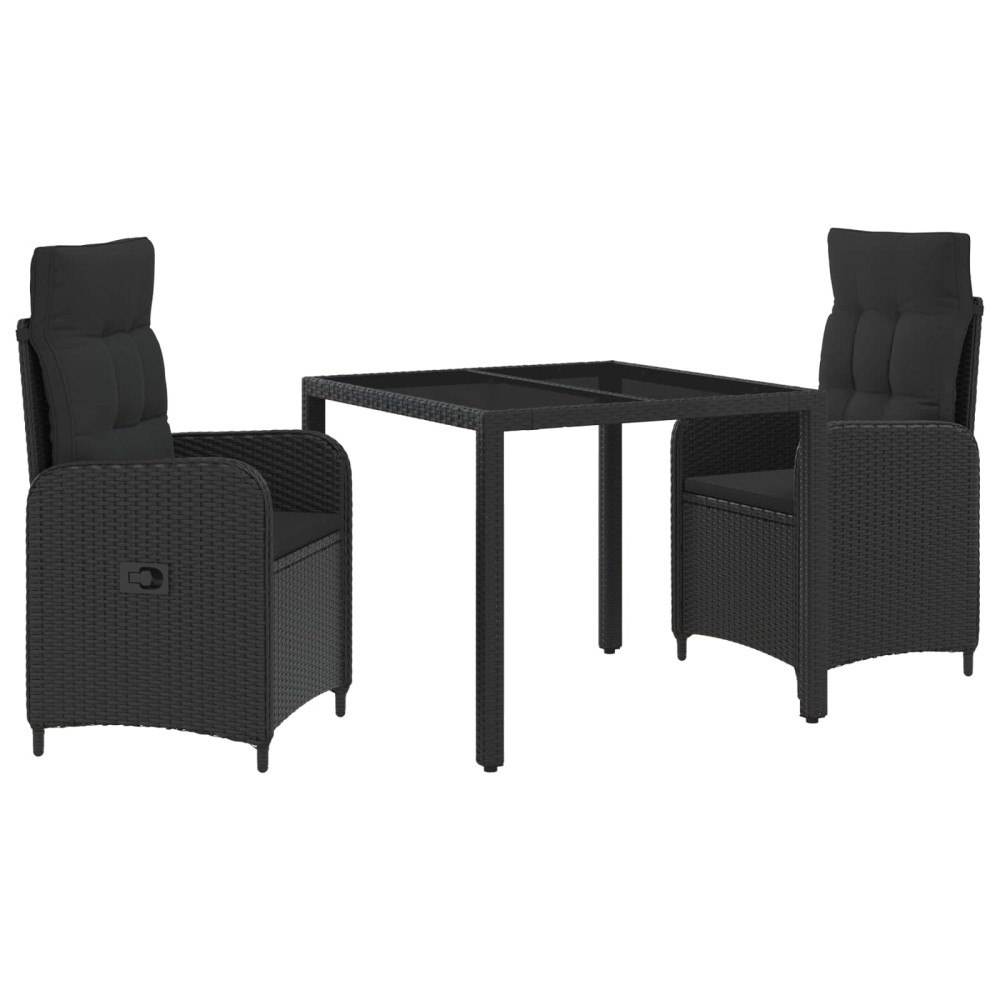 vidaXL Utomhusmatbord 3 st Svart konstrotting