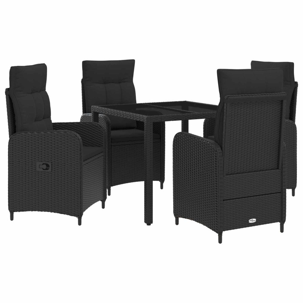 vidaXL Utomhusmatbord 5 st Svart konstrotting