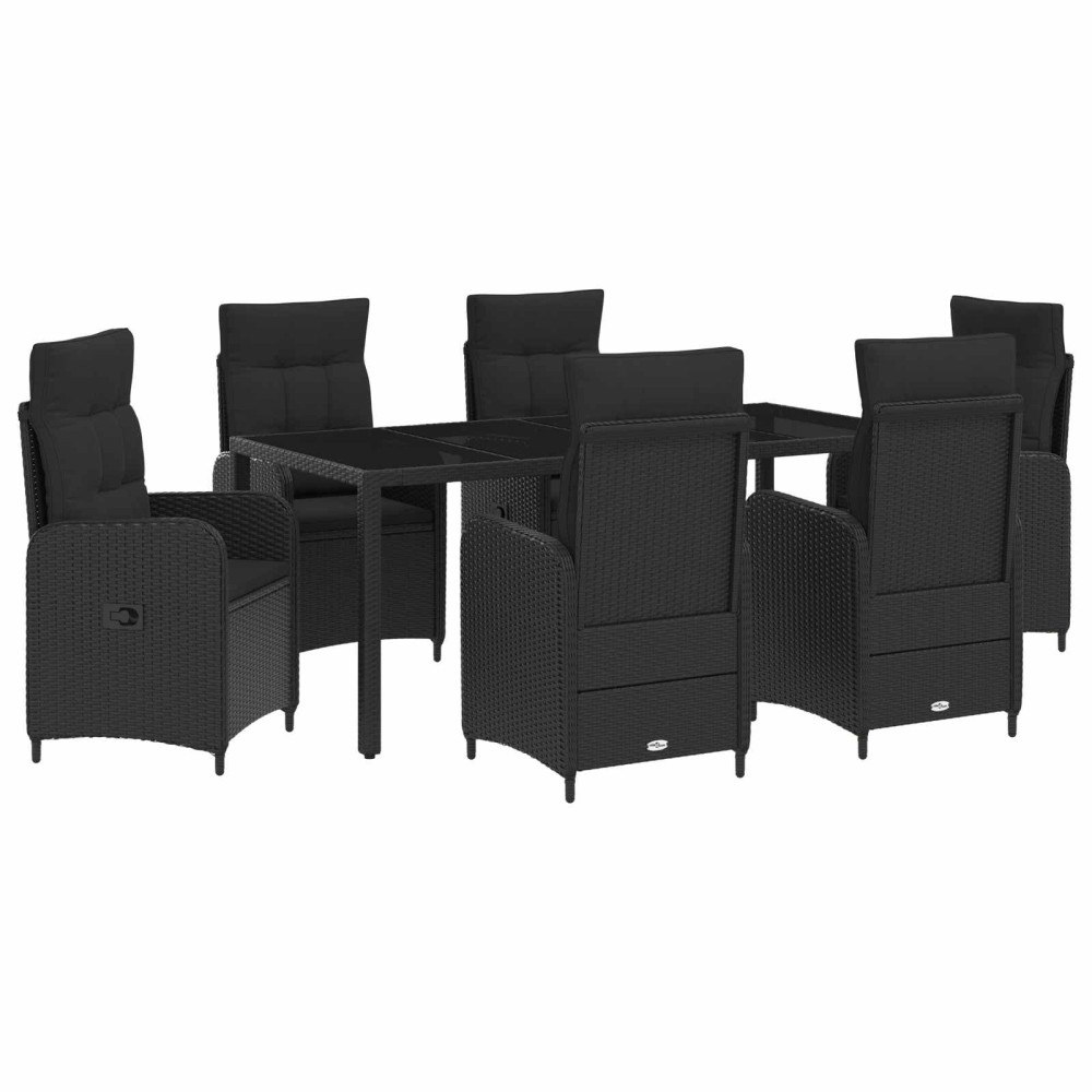 vidaXL Utomhusmatbord 7 st Svart konstrotting