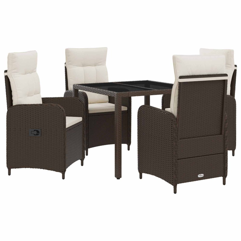 vidaXL Utomhusmatbord 5 pcs Brun och krämvit 90 x 90 x 75 cm