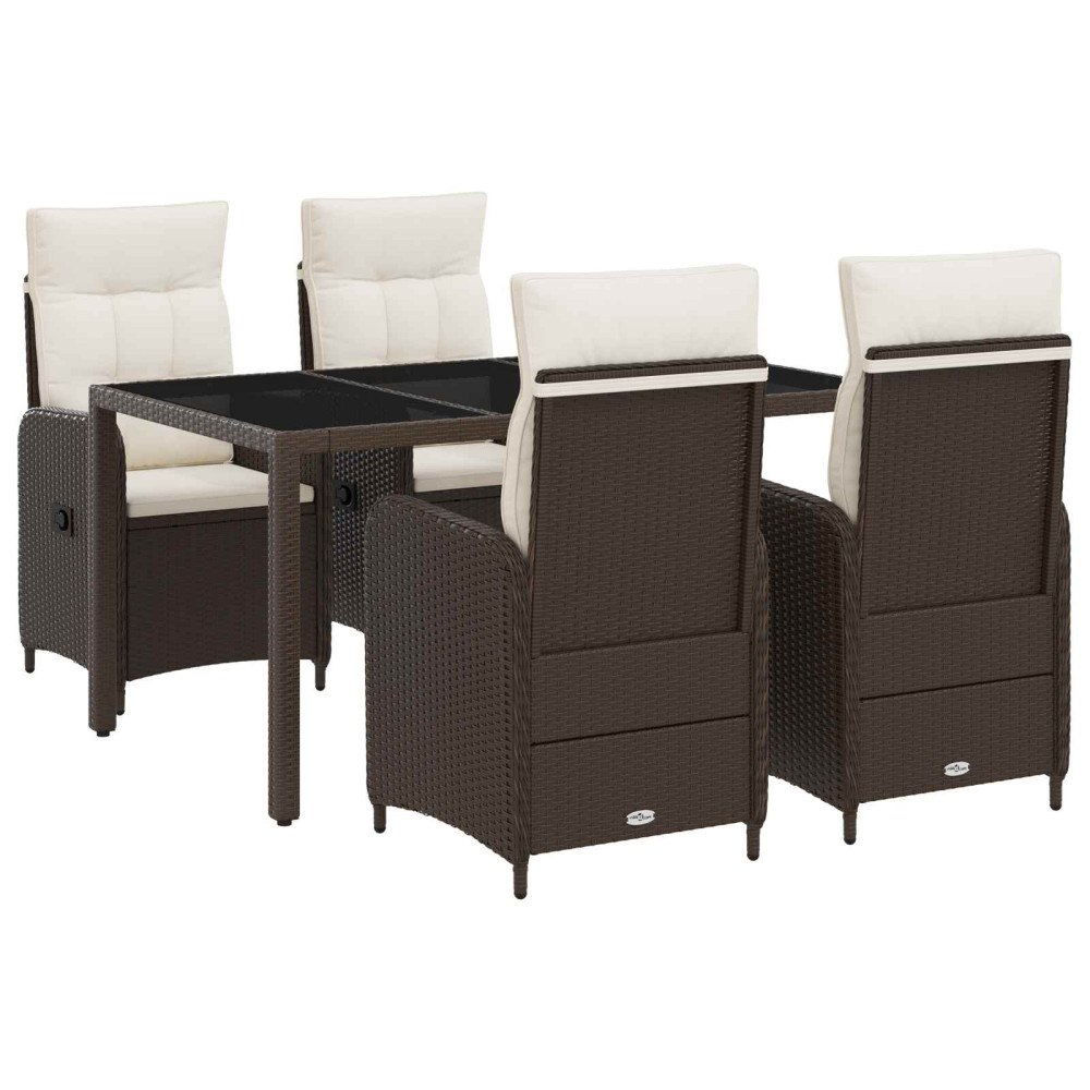 vidaXL Utomhusmatbord 5 pcs Brun och krämvit 150 x 90 x 75 cm