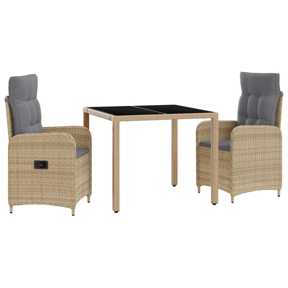 vidaXL Utomhusmatbord 3 st Beige och Ljusgrå konstrotting