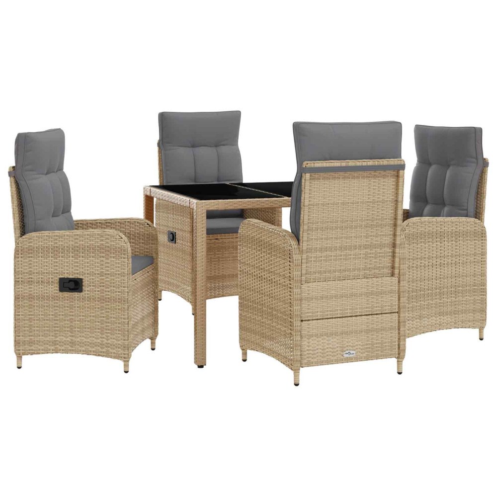 vidaXL Utomhusmatbord 5 pcs Beige och Ljusgrå 90 x 90 x 75 cm