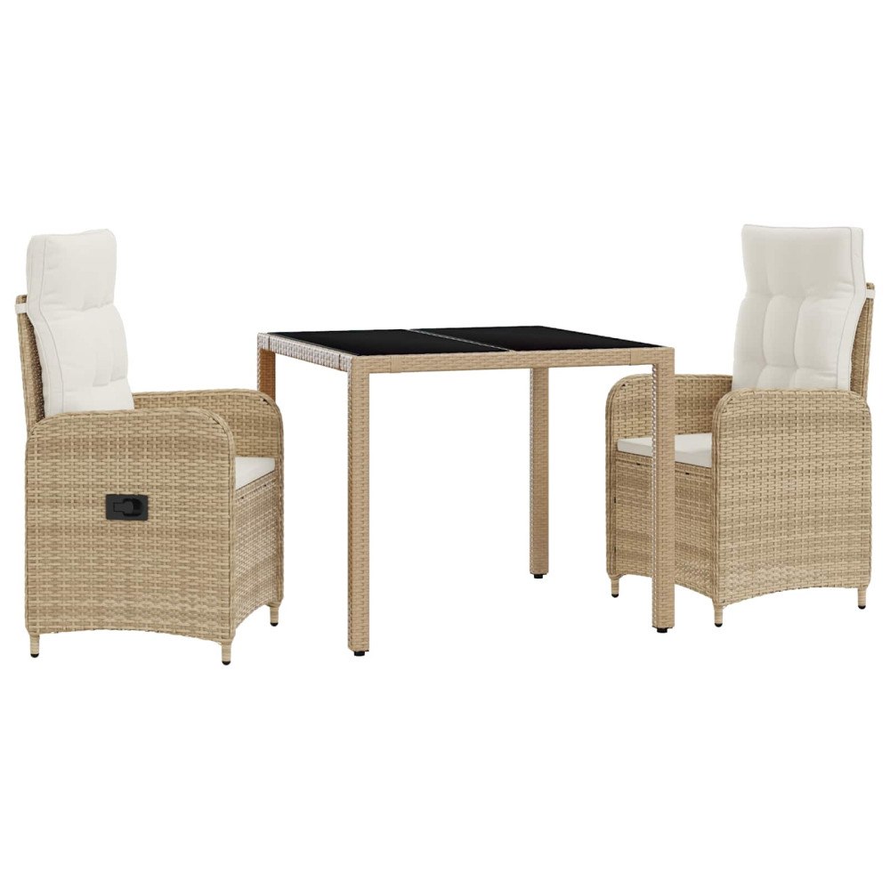 vidaXL Utomhusmatbord 3 st Beige och krämvit konstrotting