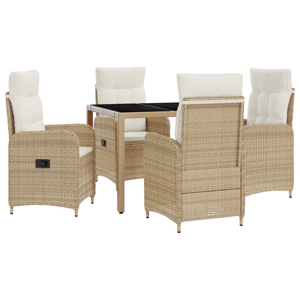 vidaXL Utomhusmatbord 5 st Beige och krämvit konstrotting