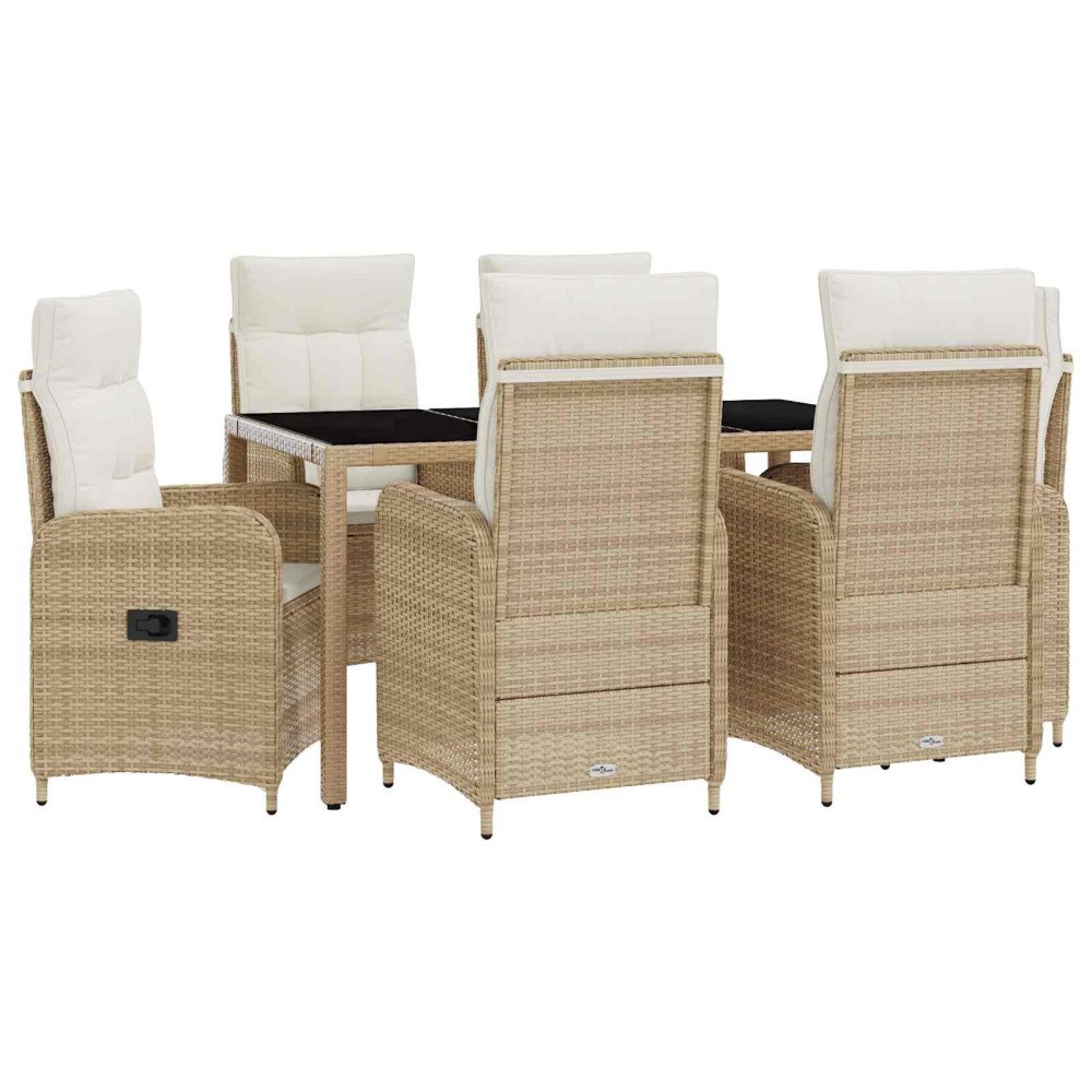 vidaXL Utomhusmatbord 7 pcs Beige och krämvit 150 x 90 x 75 cm