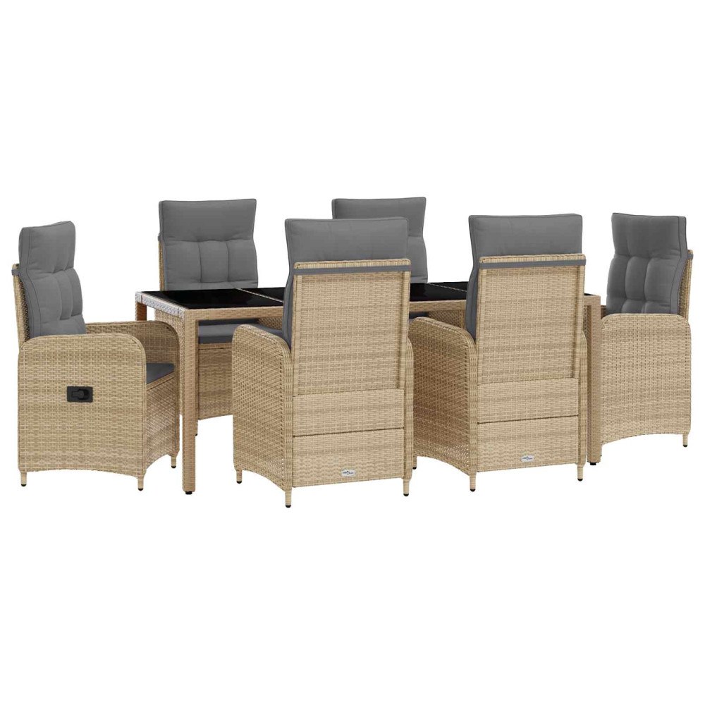 vidaXL Utomhusmatbord 7 st Beige och Ljusgrå konstrotting