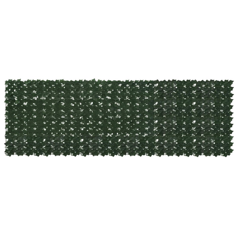 vidaXL Balkongskärm med löv Mörkgrön 300 x 100 cm Polyeten och tyg