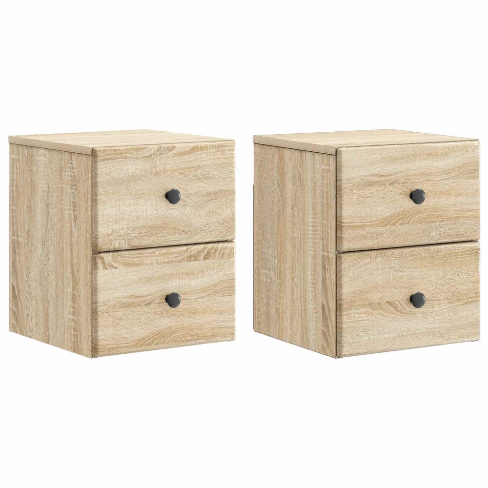 vidaXL Väggmonterat Sängbord 2 pcs Sonoma-ek 34,5 x 33 x 40 cm
