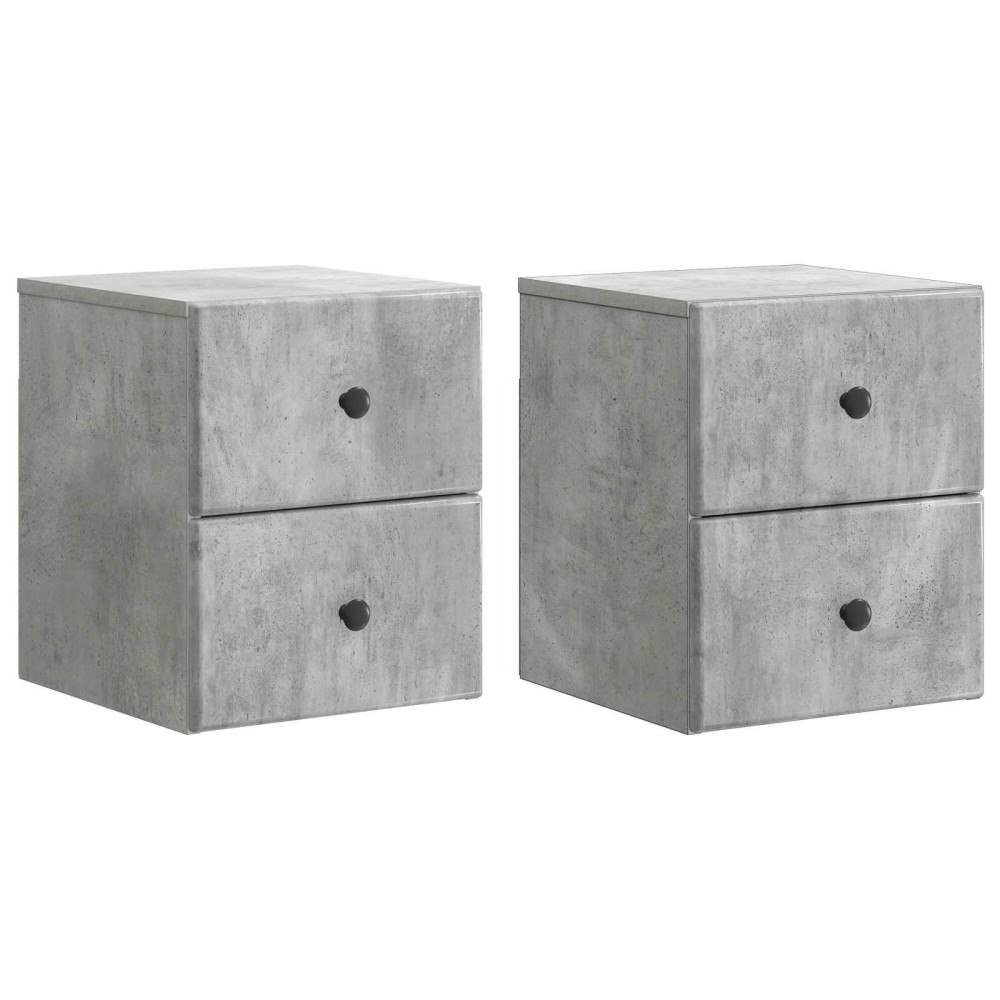 vidaXL Väggmonterat Sängbord 2 pcs Betonggrå 34,5 x 33 x 40 cm