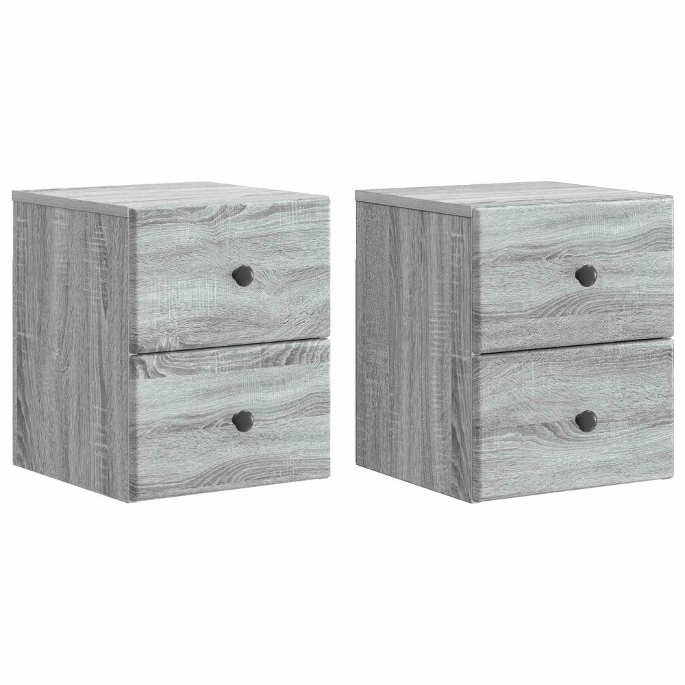 vidaXL Väggmonterat Sängbord 2 pcs Grå sonoma-ek 34,5 x 33 x 40 cm