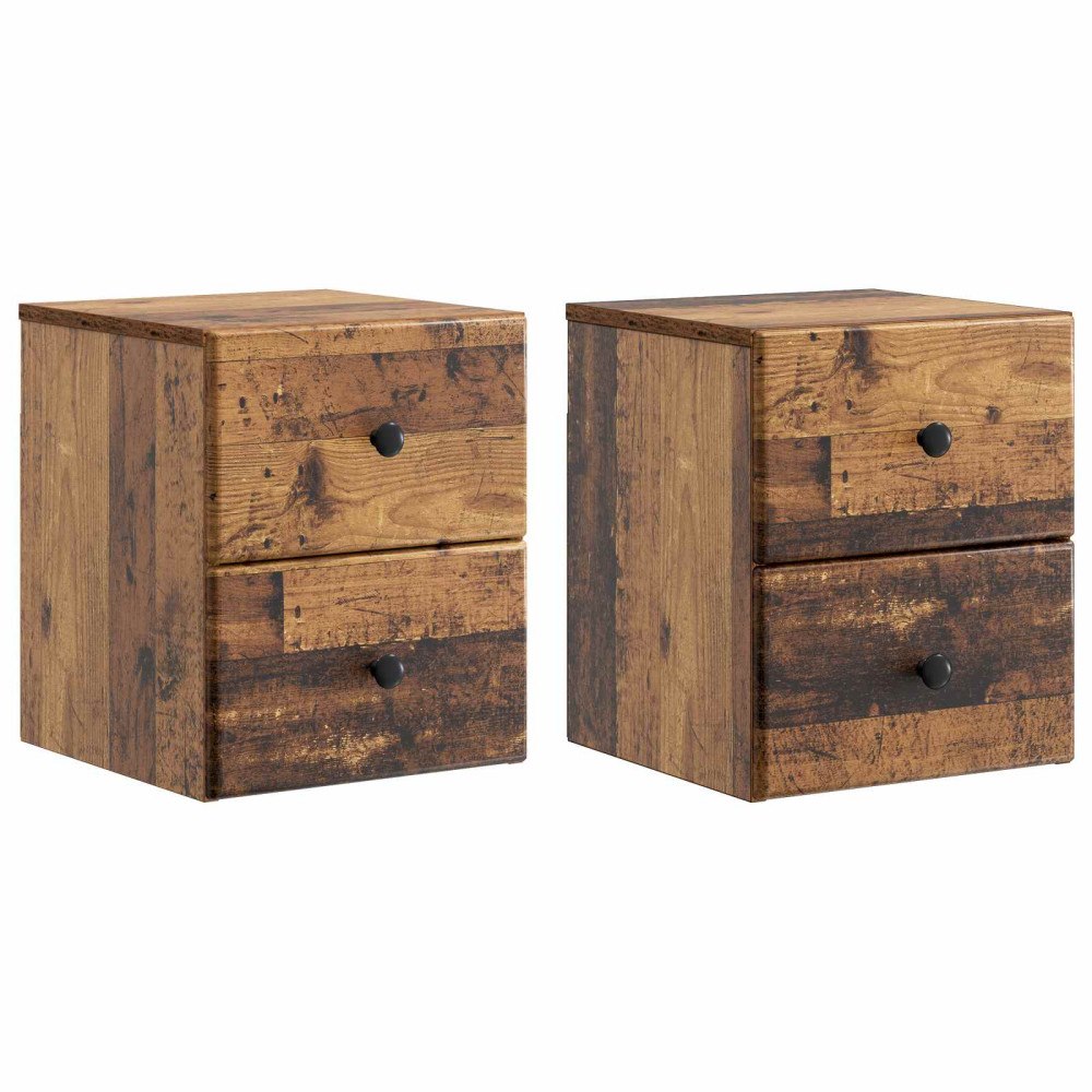 vidaXL Väggmonterat Sängbord 2 pcs Gammalt trä 34,5 x 33 x 40 cm
