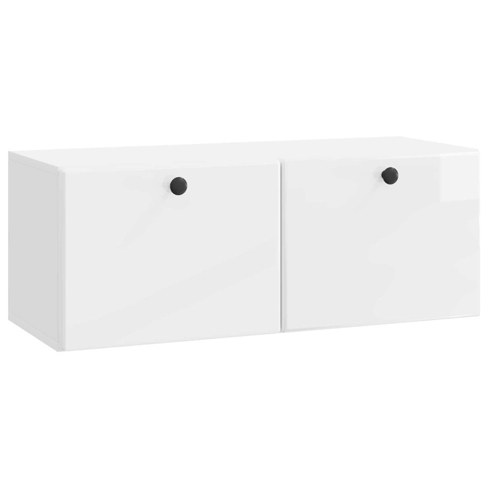vidaXL Väggmonterad TV-bänk Vit högglans 78,5 x 31 x 30 cm