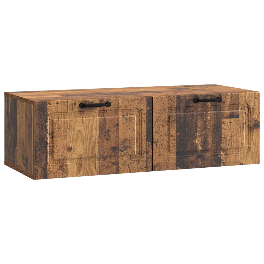 vidaXL Väggmonterad TV-bänk Väggmonterad Gammalt trä 98 x 41 x 30 cm