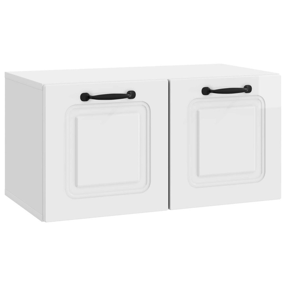 vidaXL Väggmonterad TV-bänk Vit högglans 59,5 x 31 x 30 cm