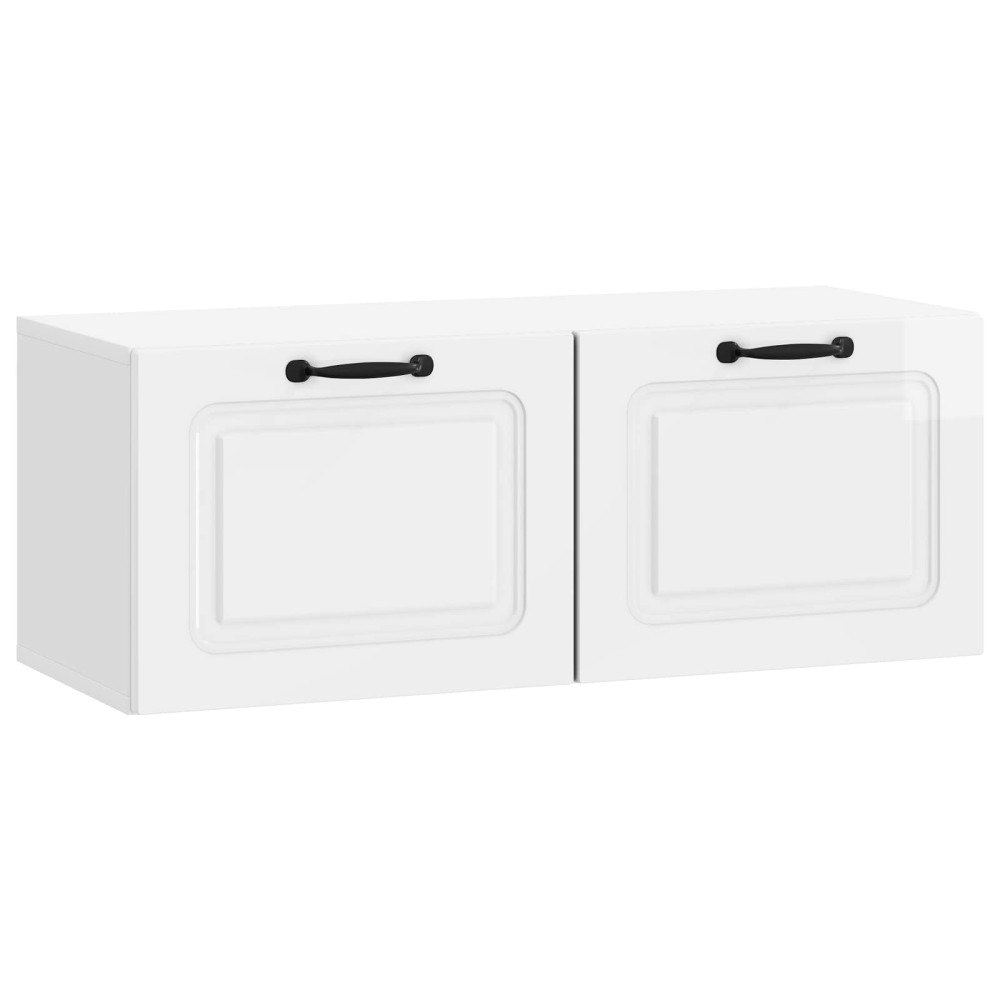 vidaXL Väggmonterad TV-bänk Vit högglans 78,5 x 31 x 30 cm