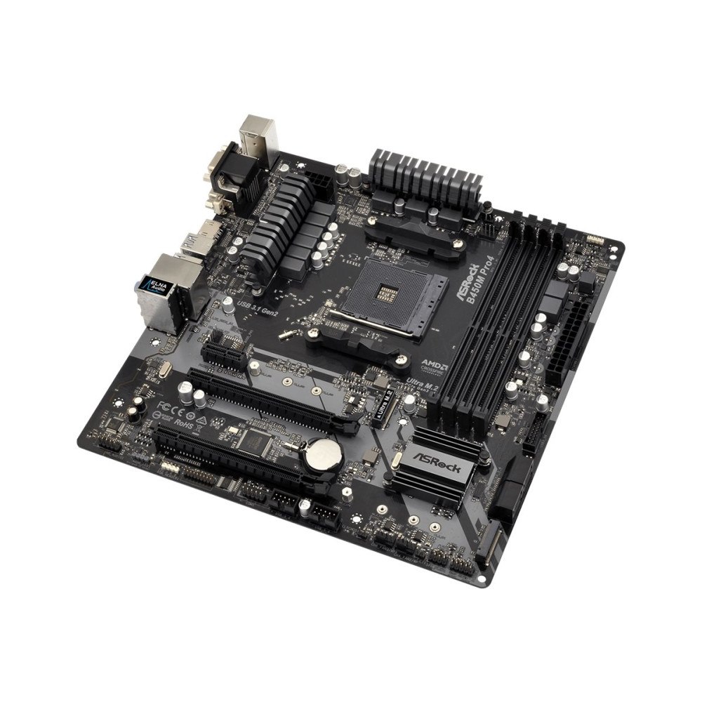 ASRock ASRock B450M PRO4 - moderkort - micro ATX - Socket AM4 - AMD B450