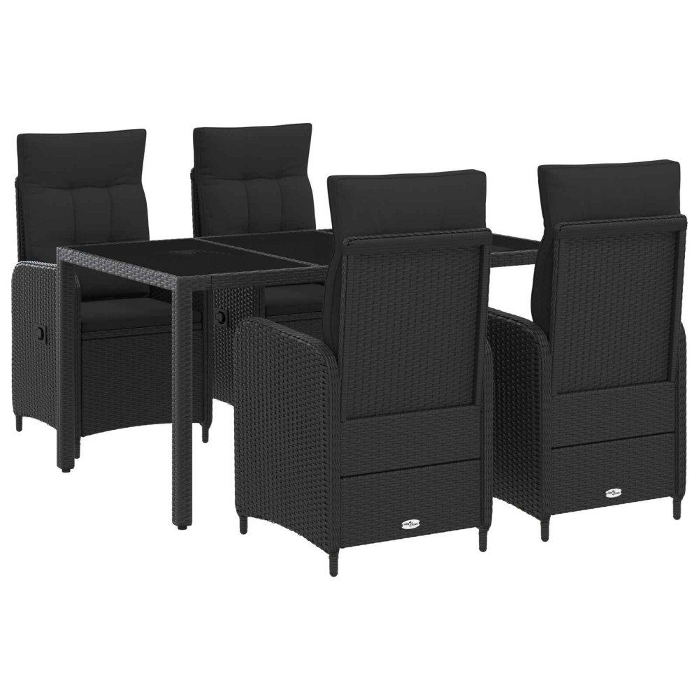vidaXL Utomhusmatbord 5 st Svart konstrotting