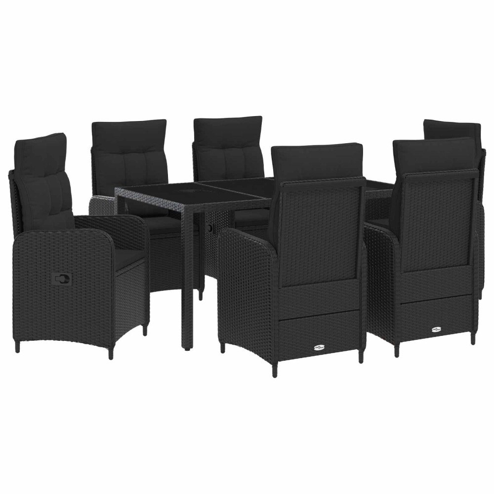 vidaXL Utomhusmatbord 7 st Svart konstrotting