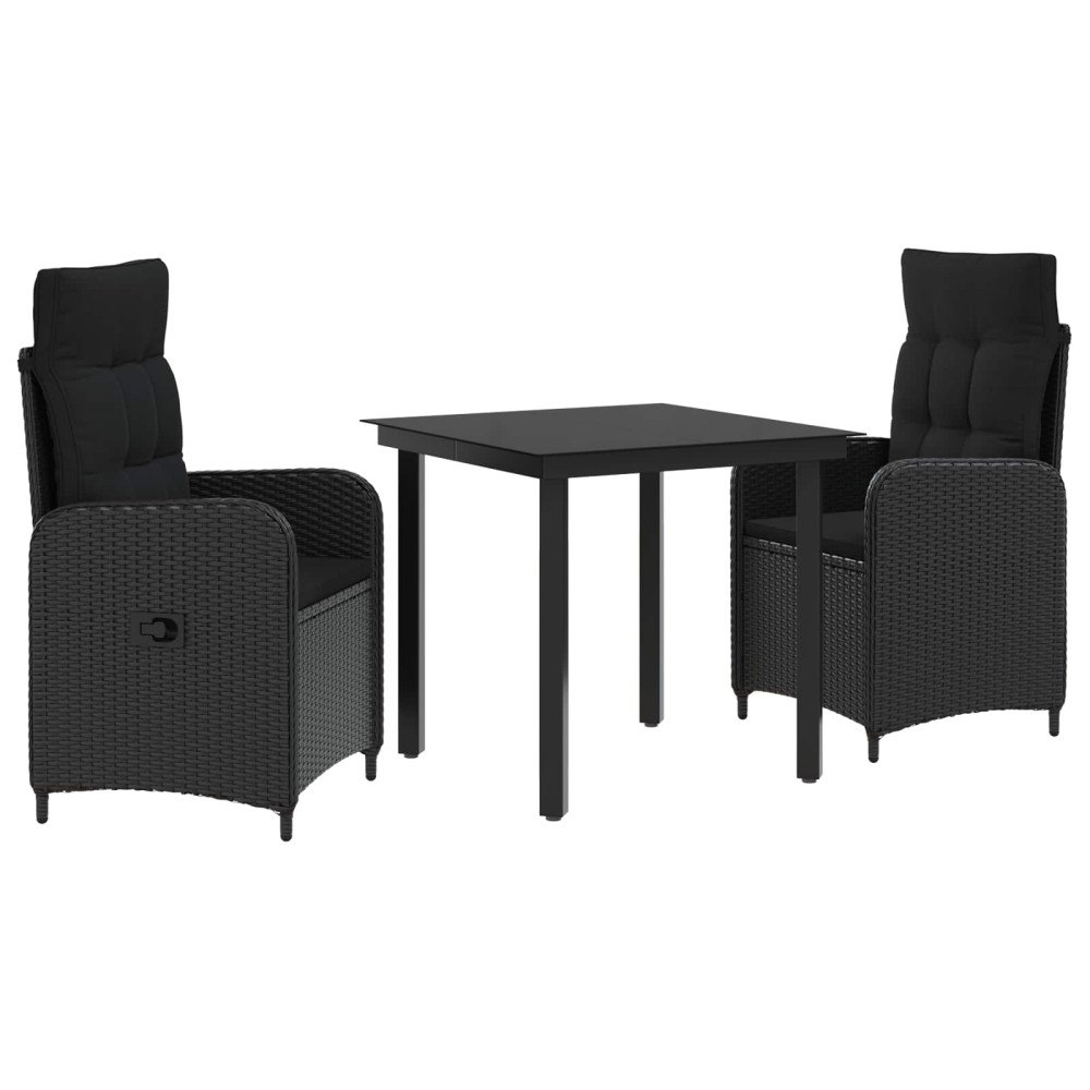 vidaXL Soffbord Set 3 st Svart PE rotting och pulverlackerad stål