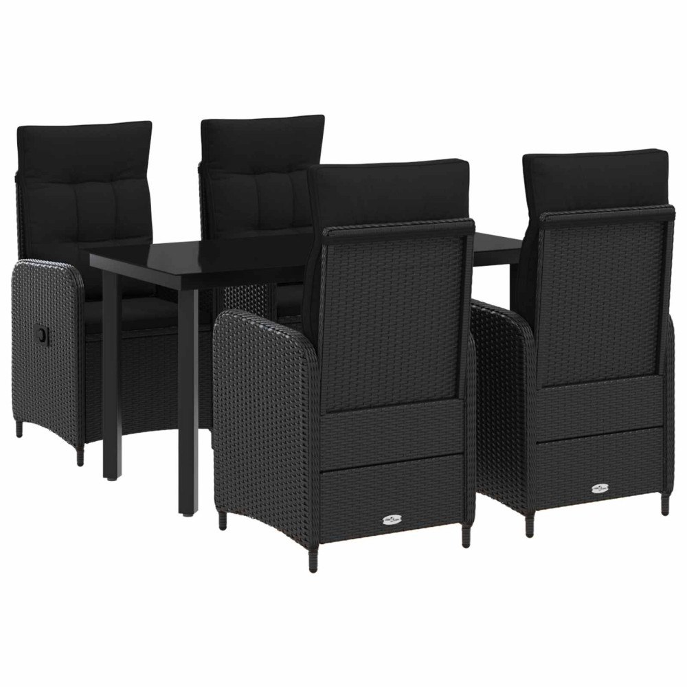 vidaXL Soffbord Set 5 st Svart PE rotting och pulverlackerad stål