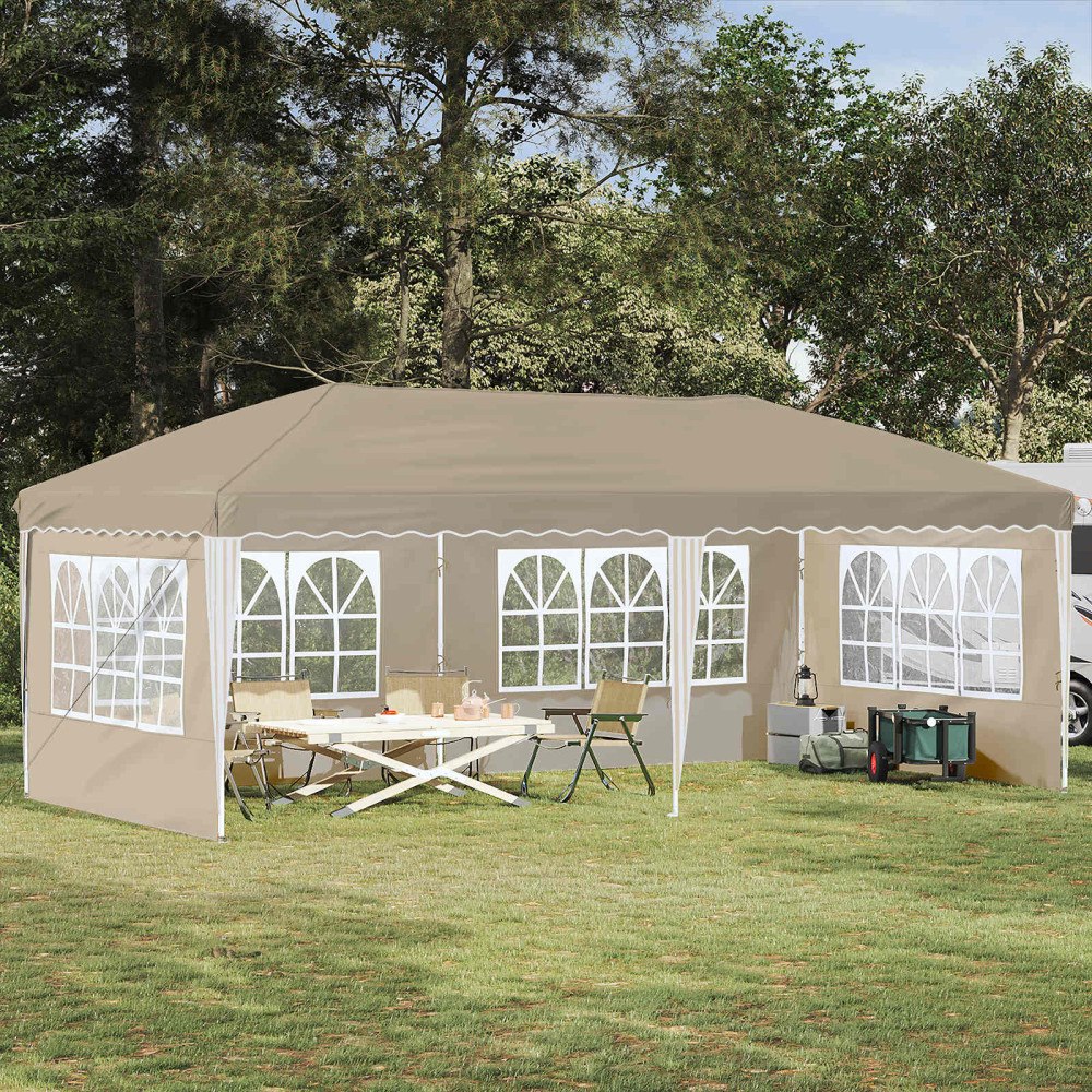 vidaXL Pop-up Partytält 575 x 289 x 245 cm Gräddvit