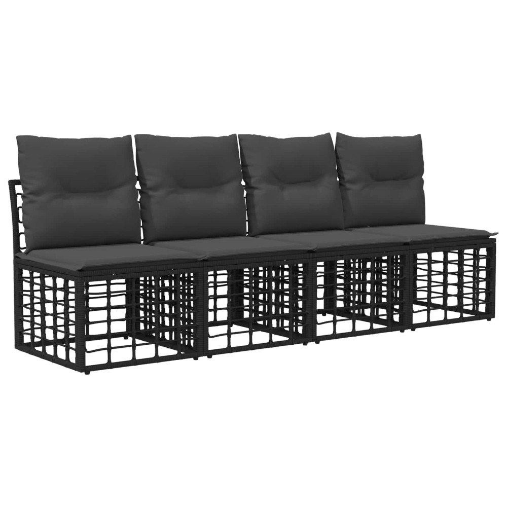 vidaXL 4-sits trädgårdsoffa utan armar 4 pcs 4-Antal sittplatser Svart