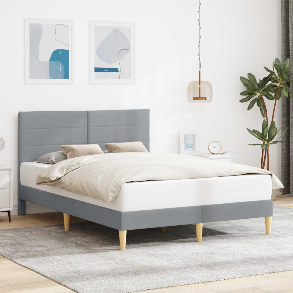 vidaXL Sängram med huvudgavel Ljusgrå 120 x 200 cm Tyg