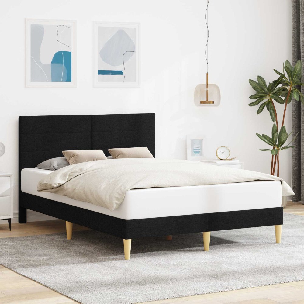 vidaXL Sängram med huvudgavel Svart 120 x 200 cm Tyg