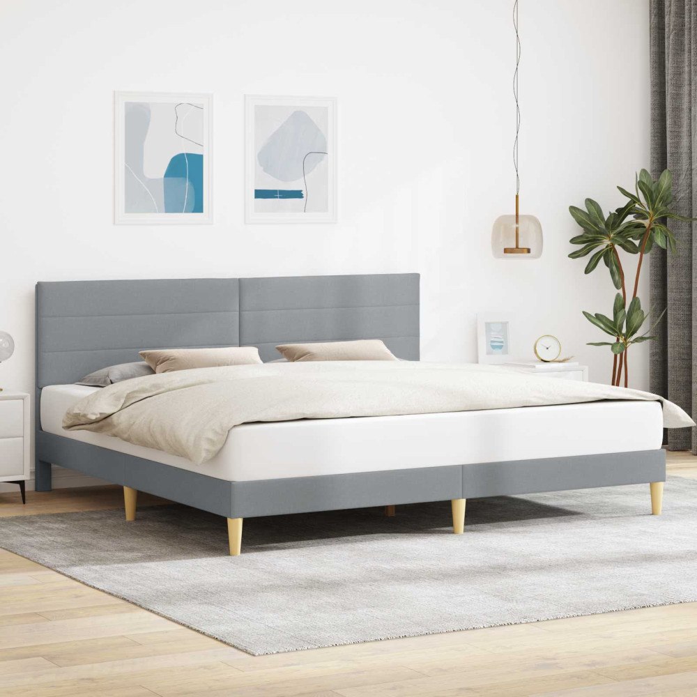 vidaXL Sängram med huvudgavel Ljusgrå 180 x 200 cm Tyg