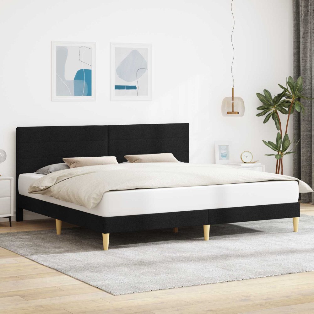 vidaXL Sängram med huvudgavel Svart 180 x 200 cm Tyg