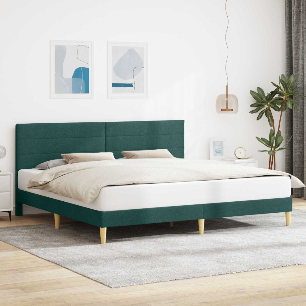 vidaXL Sängram med huvudgavel Mörkgrön 180 x 200 cm Tyg
