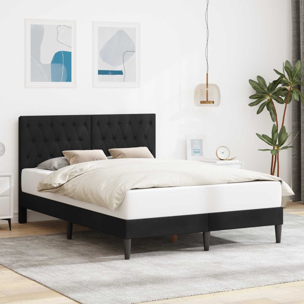 vidaXL Sängram med huvudgavel Svart 120 x 200 cm Sammet